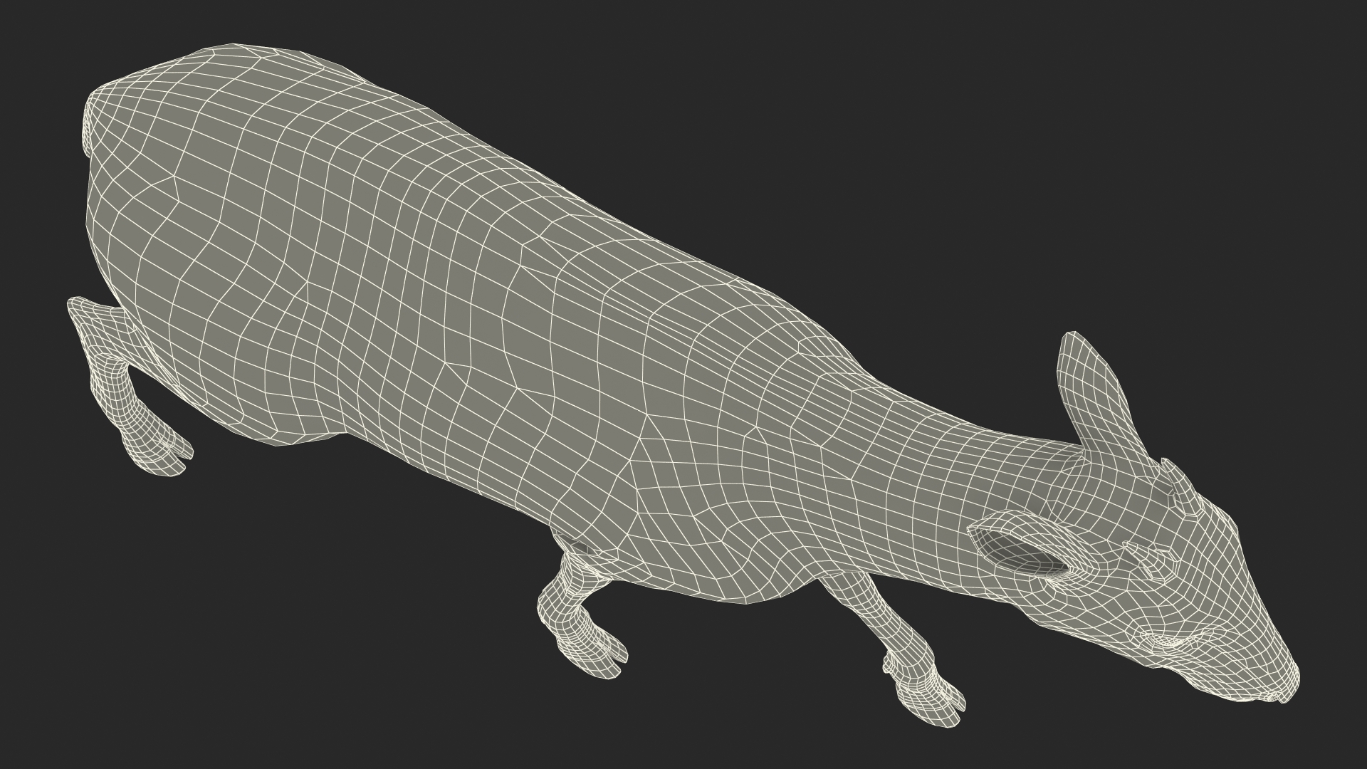 Saola Walking Pose Fur 3D