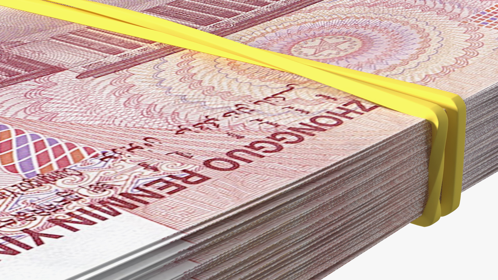 3D Stack of Chinese 100 Yuan 2015 Bills