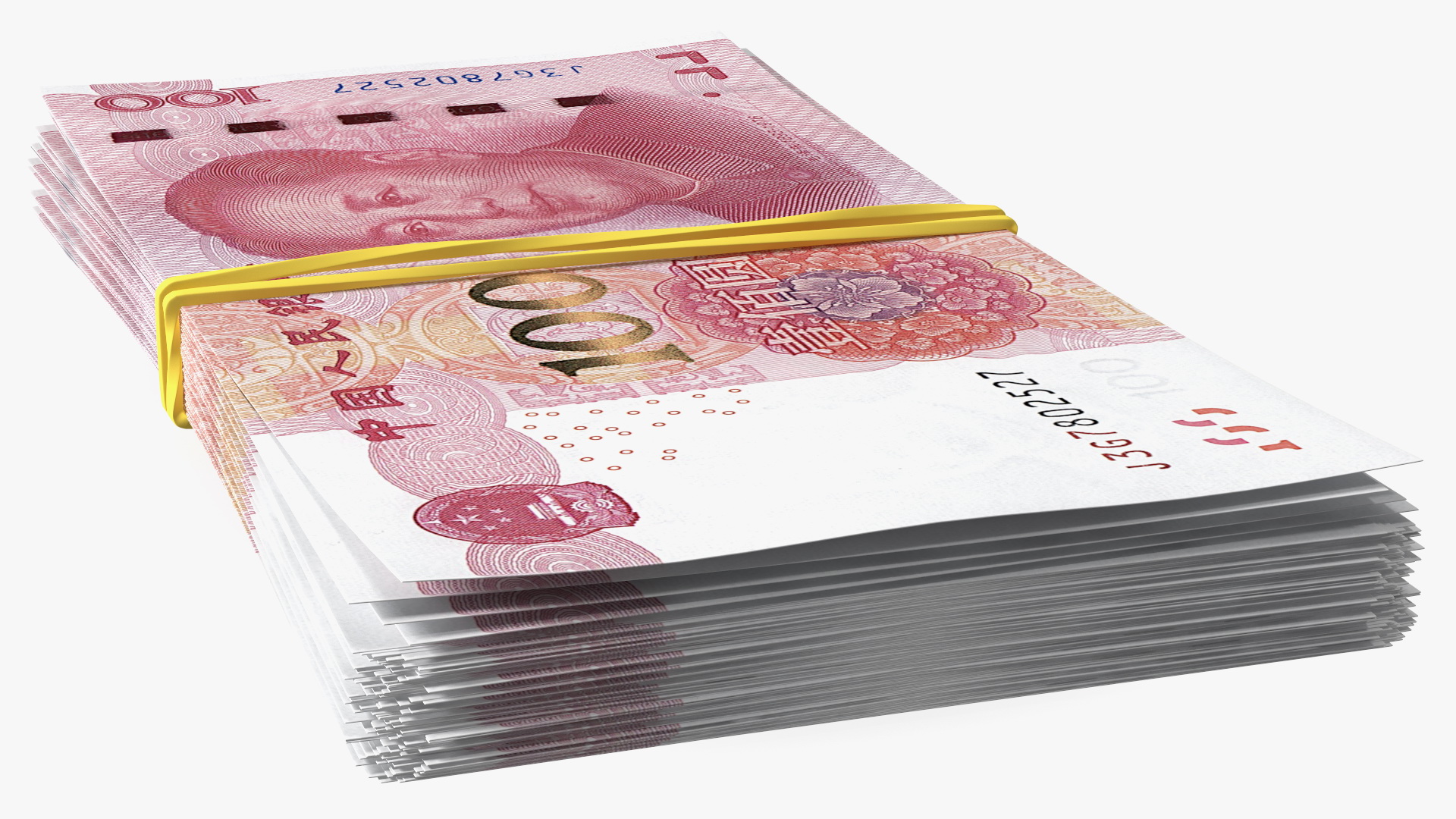 3D Stack of Chinese 100 Yuan 2015 Bills