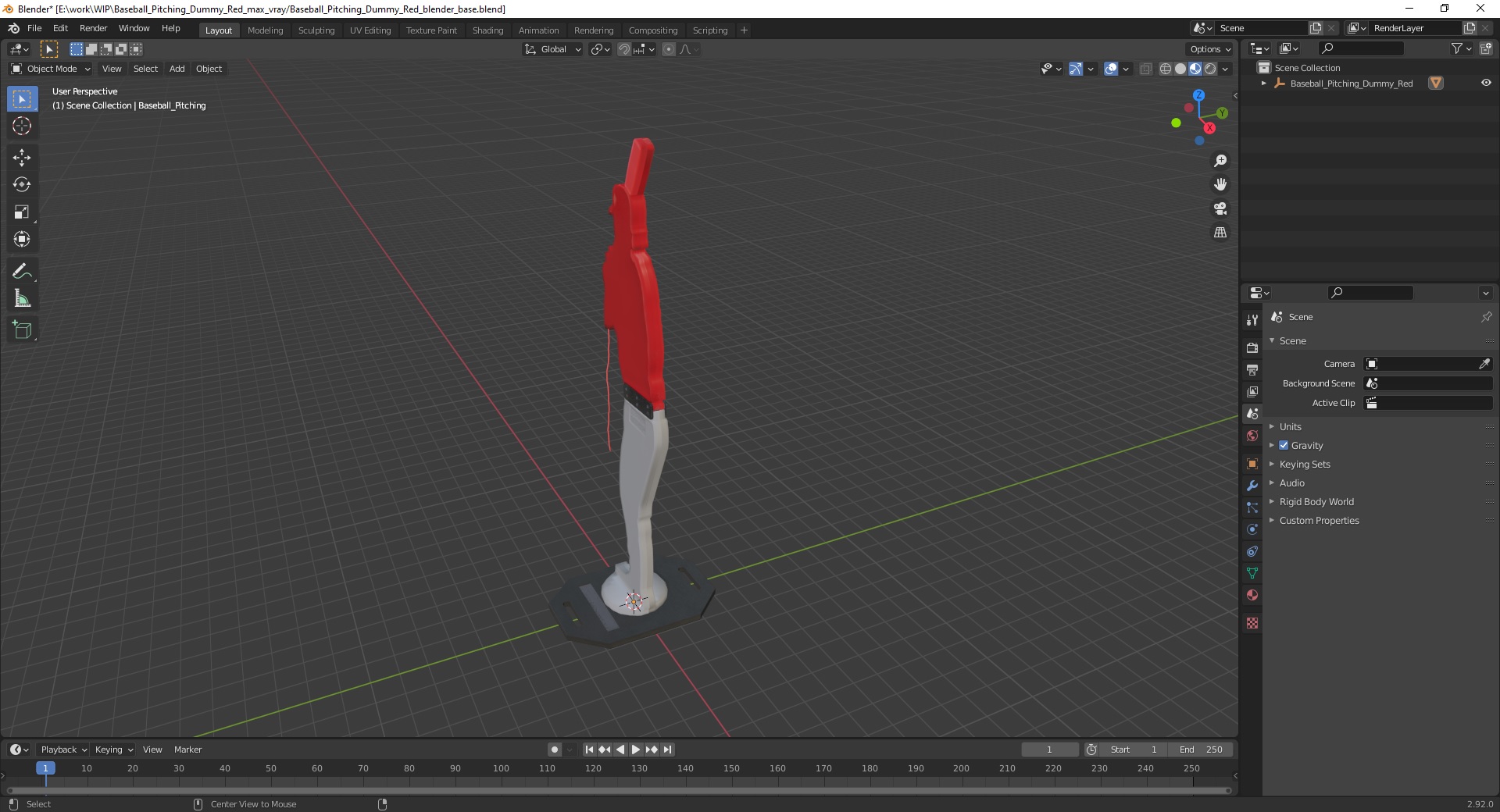 Baseball Pitching Dummy Red 3D