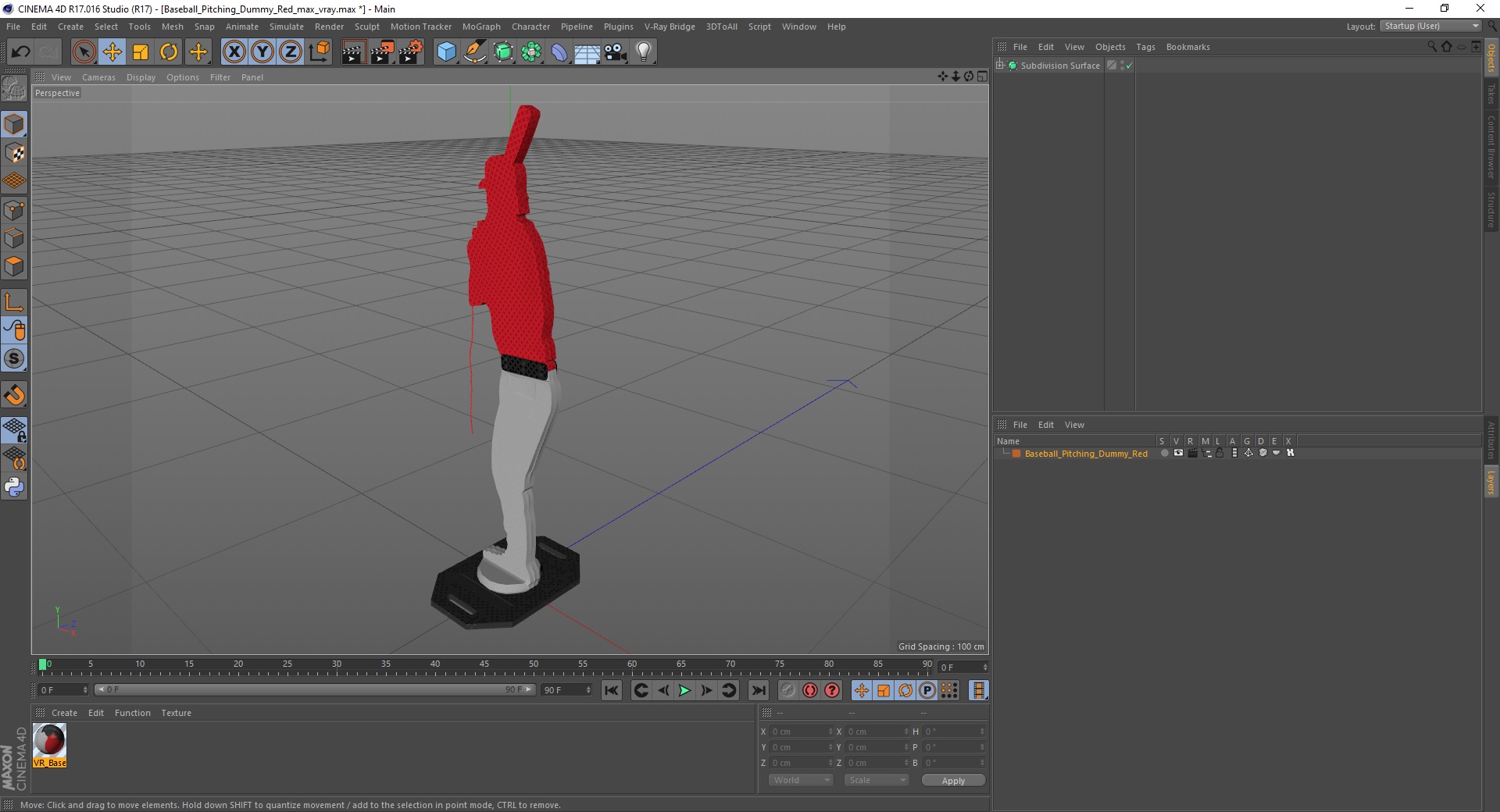 Baseball Pitching Dummy Red 3D