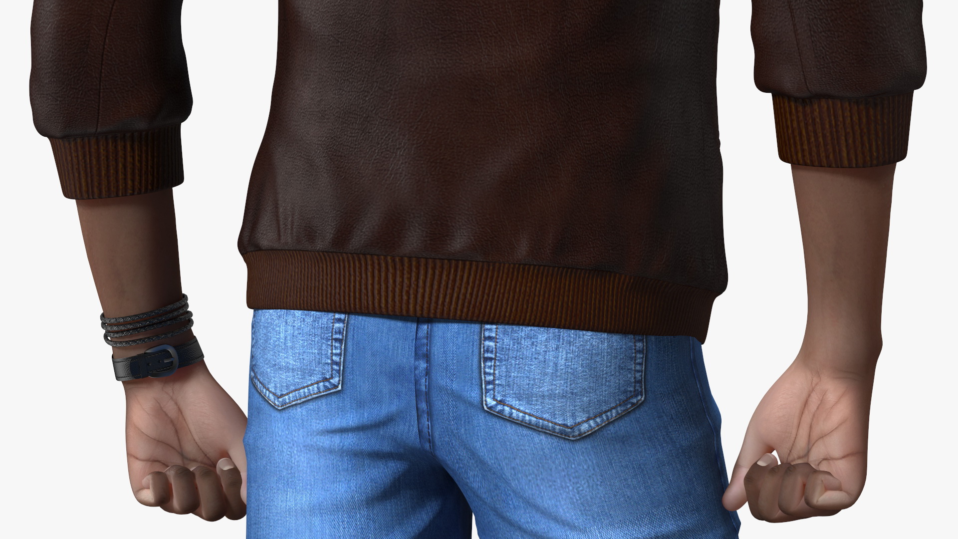 3D Teenager Dark Skin Street Outfit Standing Pose