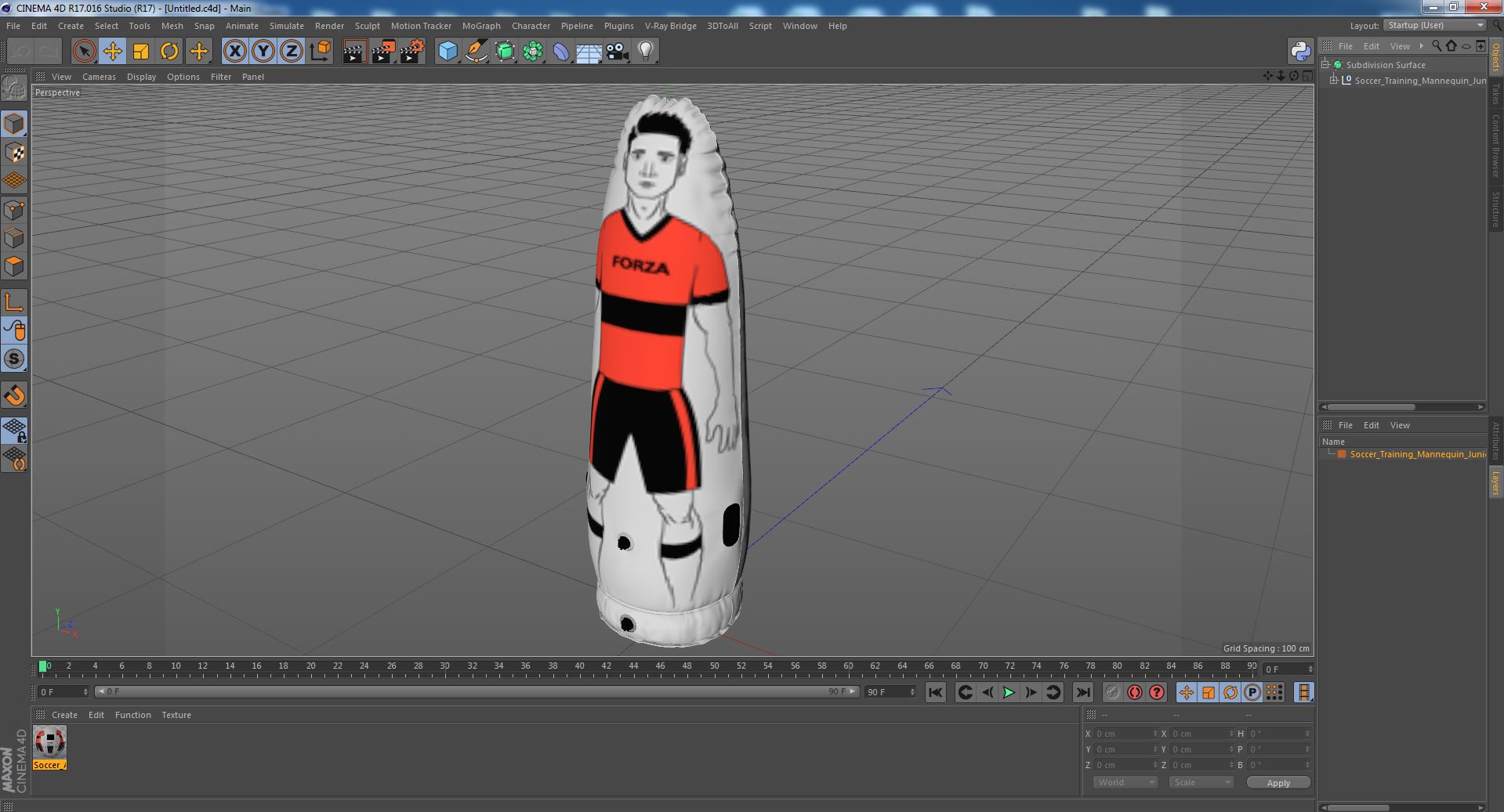 Soccer Training Mannequin Junior Red T-shirt 3D model