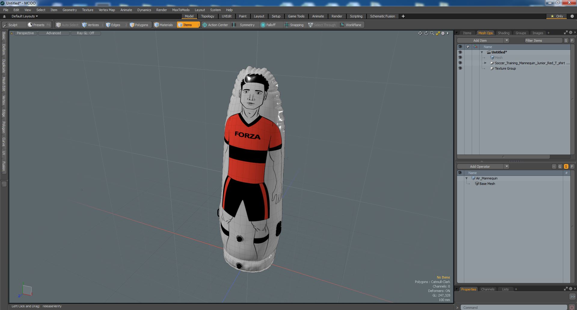 Soccer Training Mannequin Junior Red T-shirt 3D model