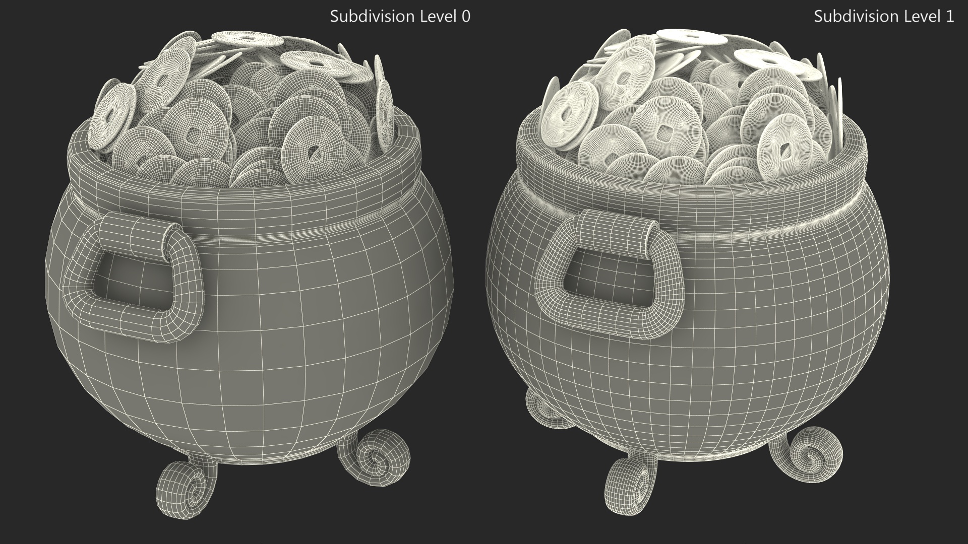 3D model Ancient Pot with Chinese Coins