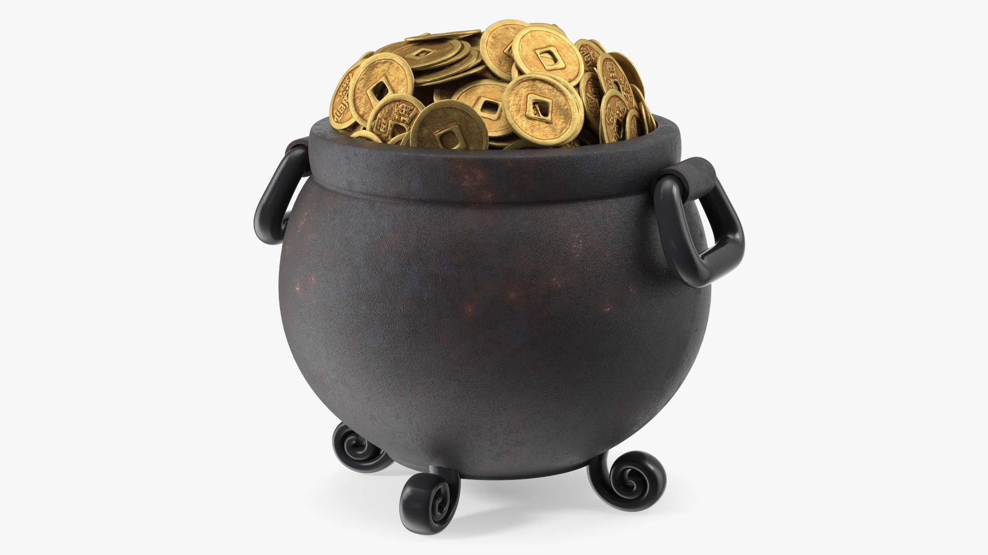 3D model Ancient Pot with Chinese Coins