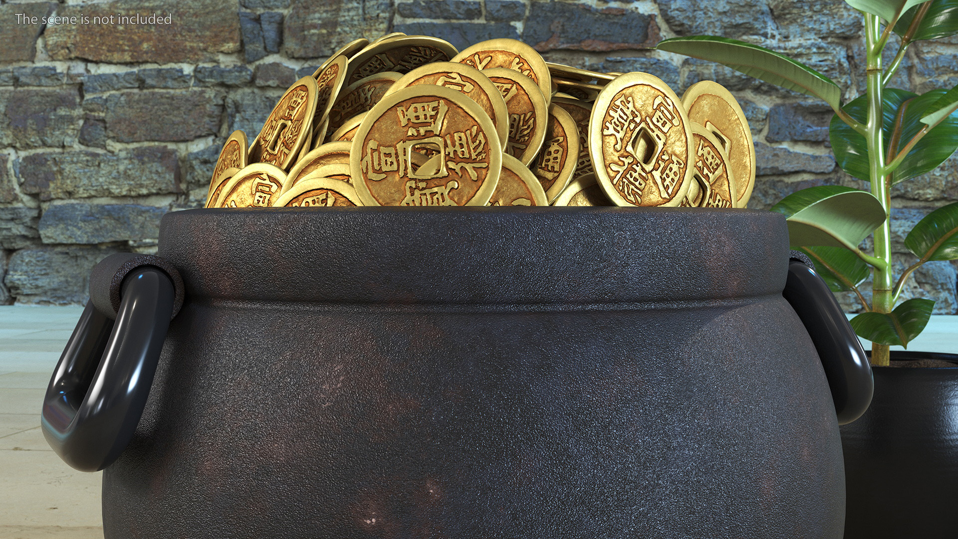 3D model Ancient Pot with Chinese Coins
