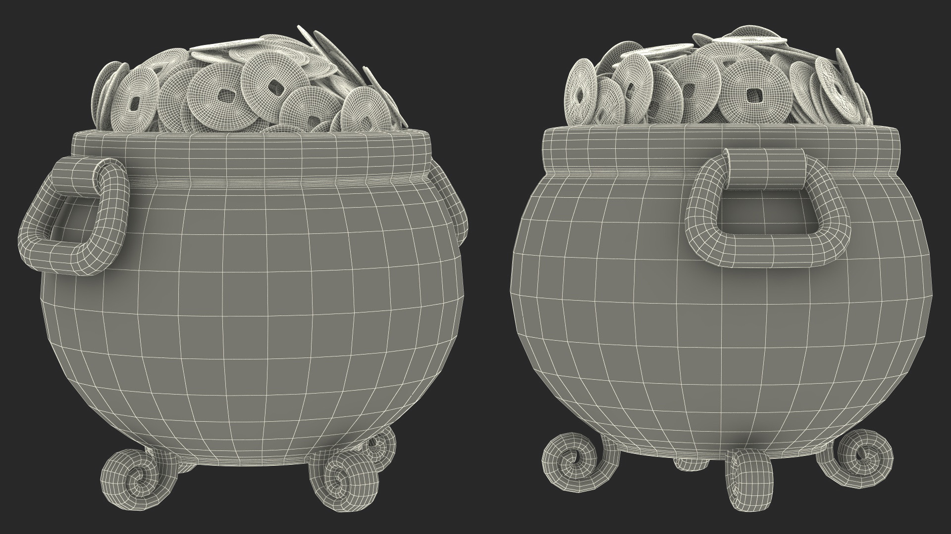 3D model Ancient Pot with Chinese Coins