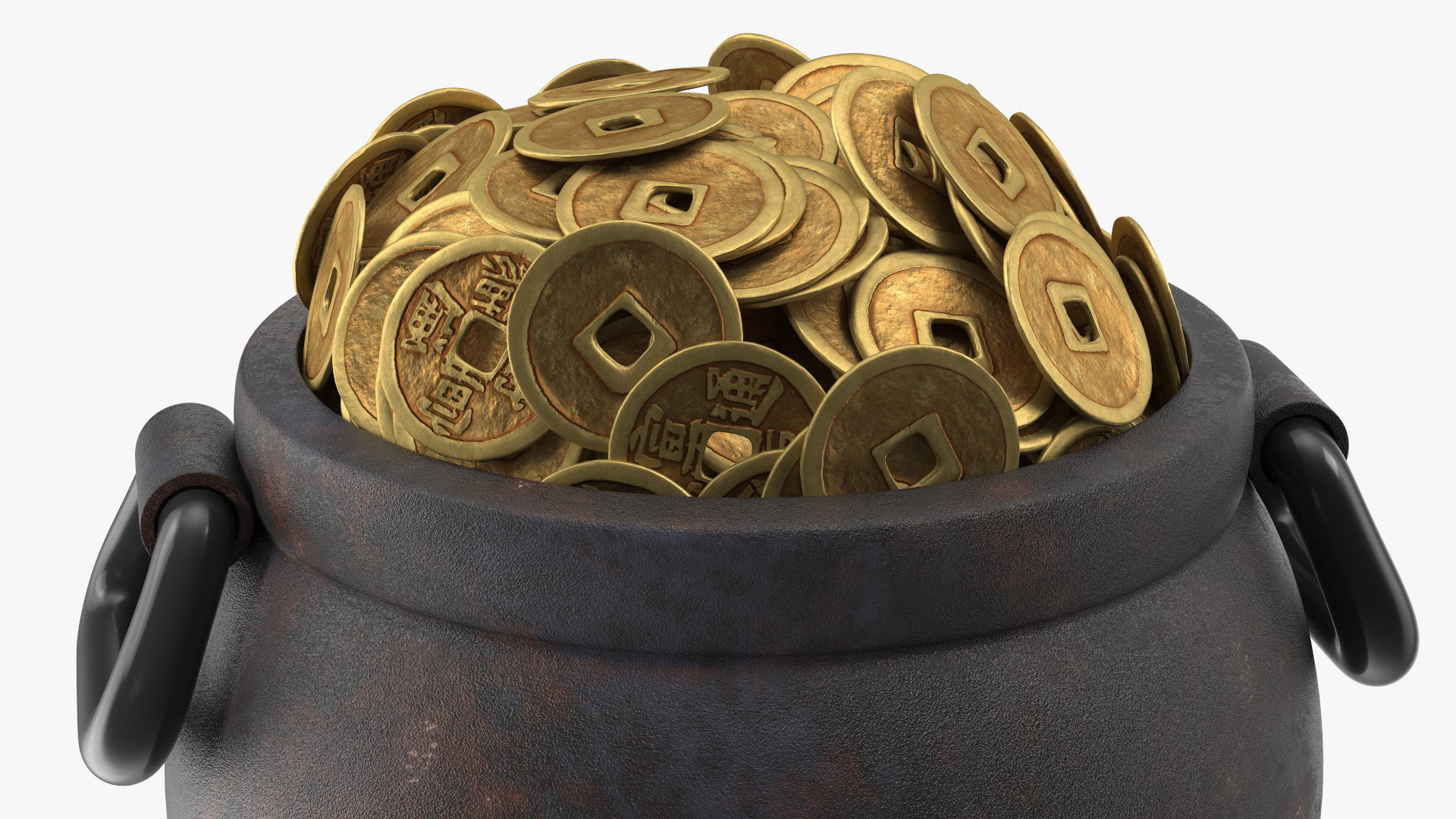 3D model Ancient Pot with Chinese Coins