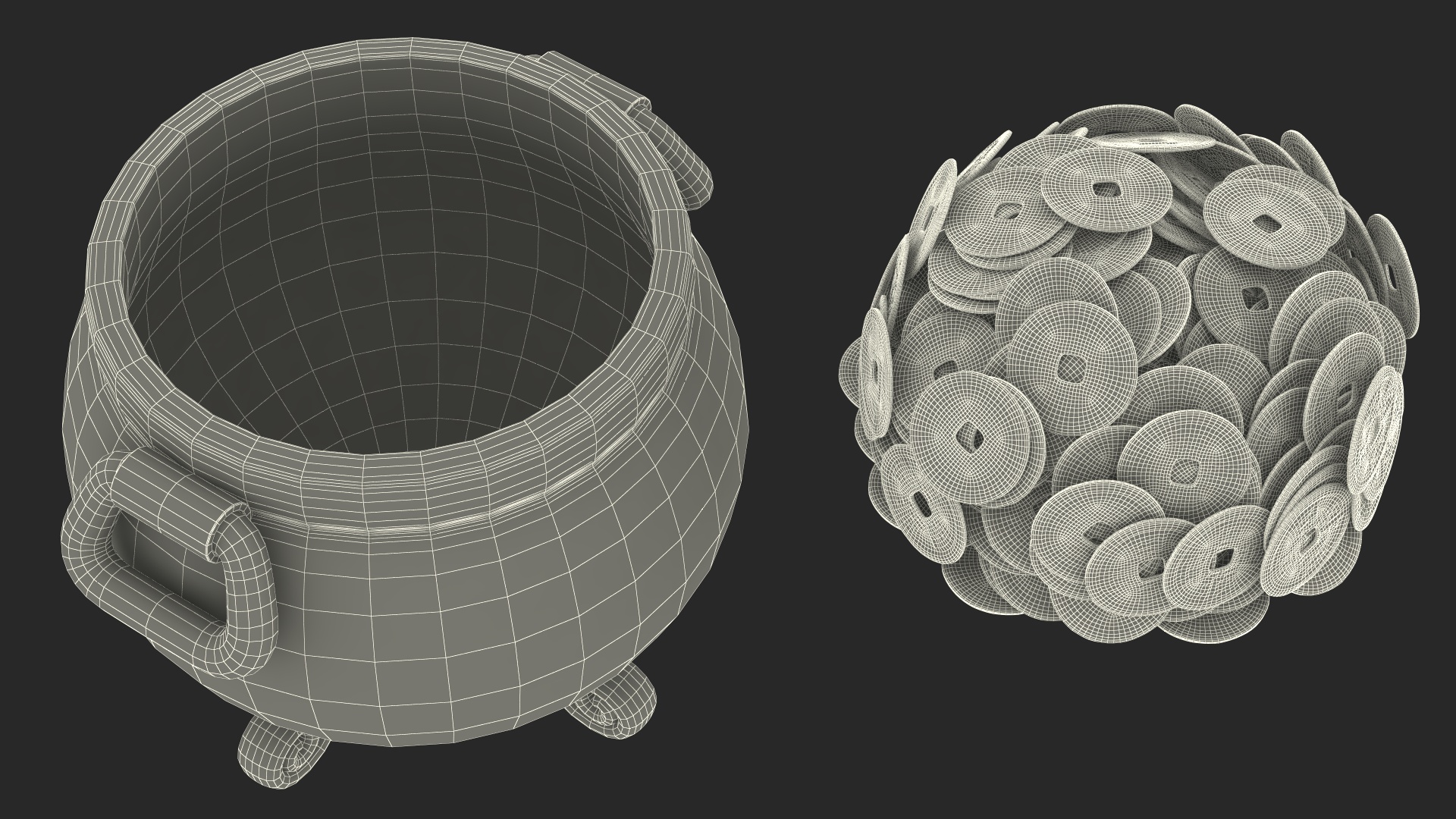 3D model Ancient Pot with Chinese Coins