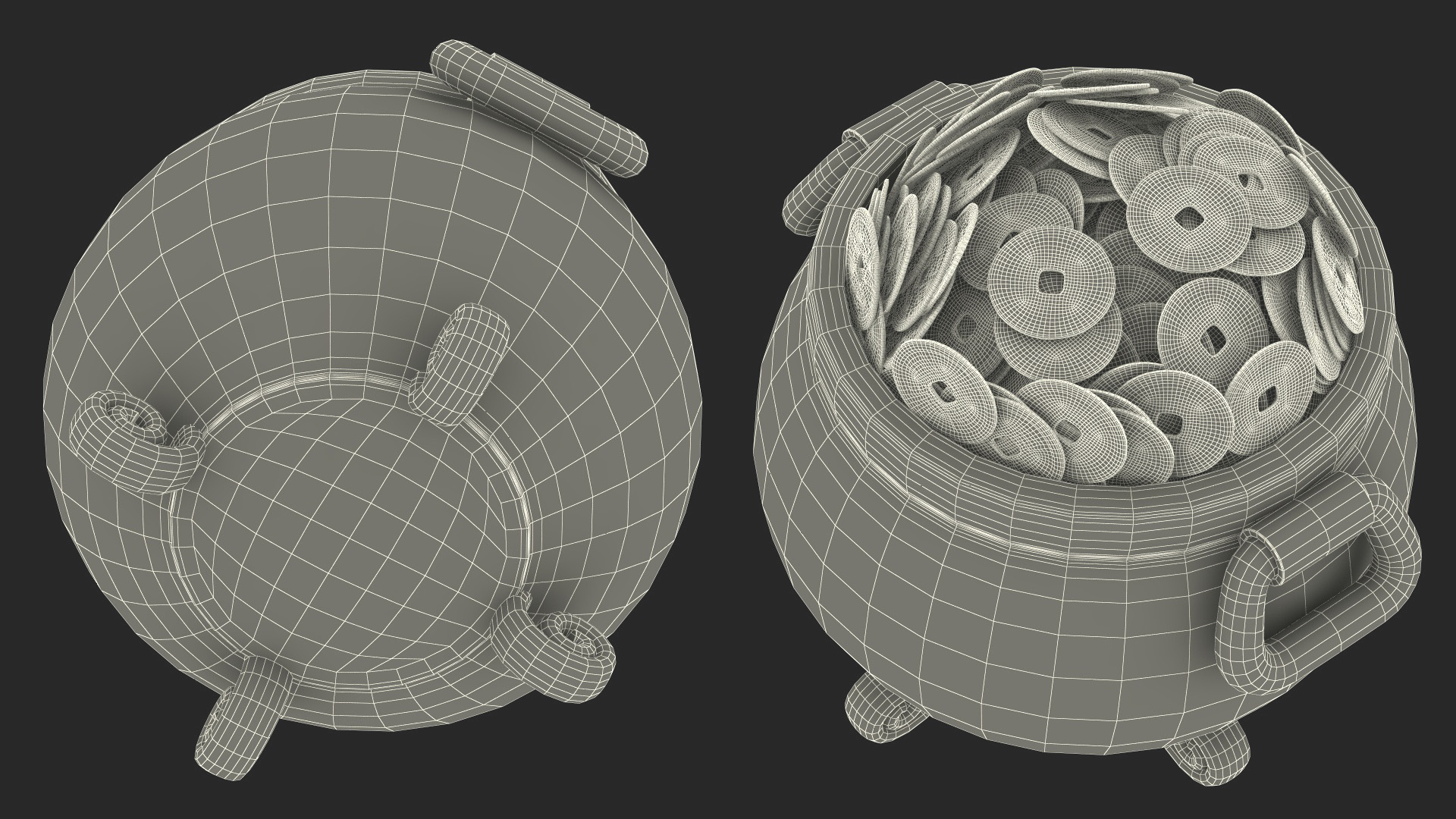 3D model Ancient Pot with Chinese Coins