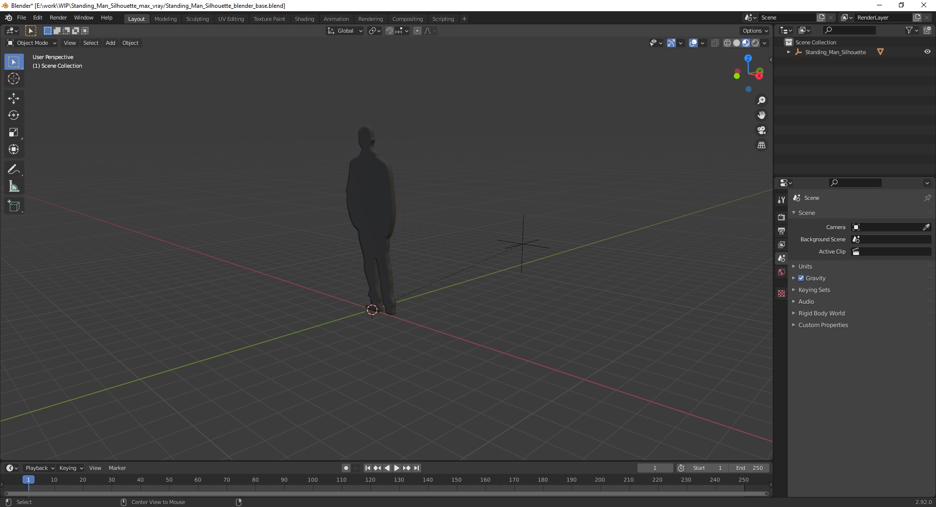 3D Standing Man Silhouette model