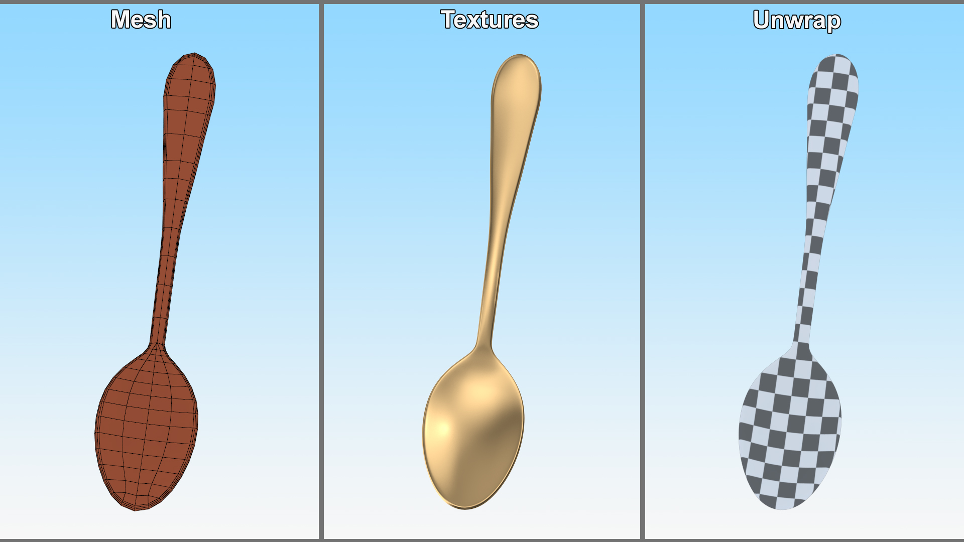 3D model Golden Dessert Spoon