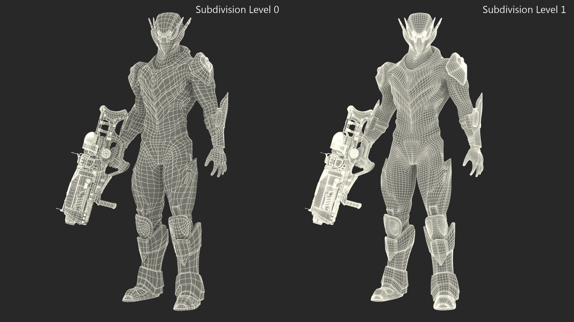 3D Sci-Fi Combat Robot Character with Weapon
