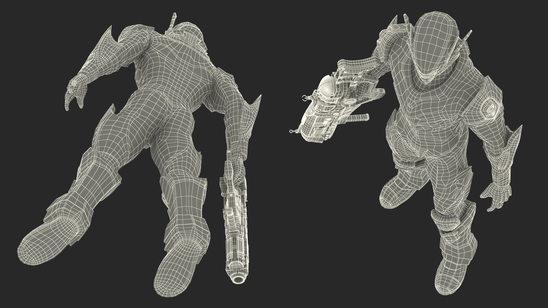 3D Sci-Fi Combat Robot Character with Weapon