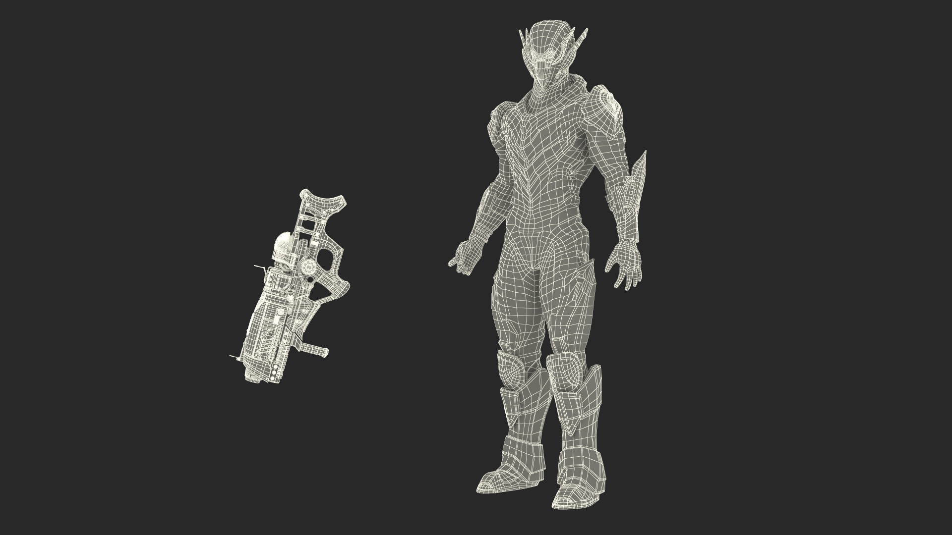 3D Sci-Fi Combat Robot Character with Weapon