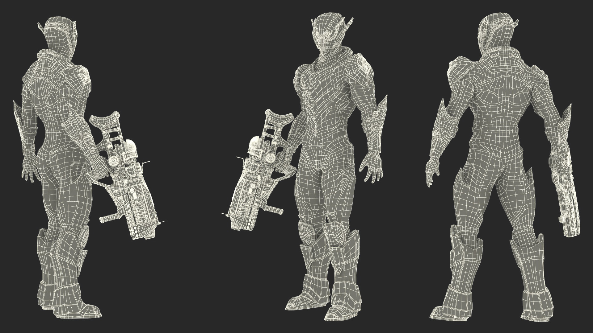 3D Sci-Fi Combat Robot Character with Weapon