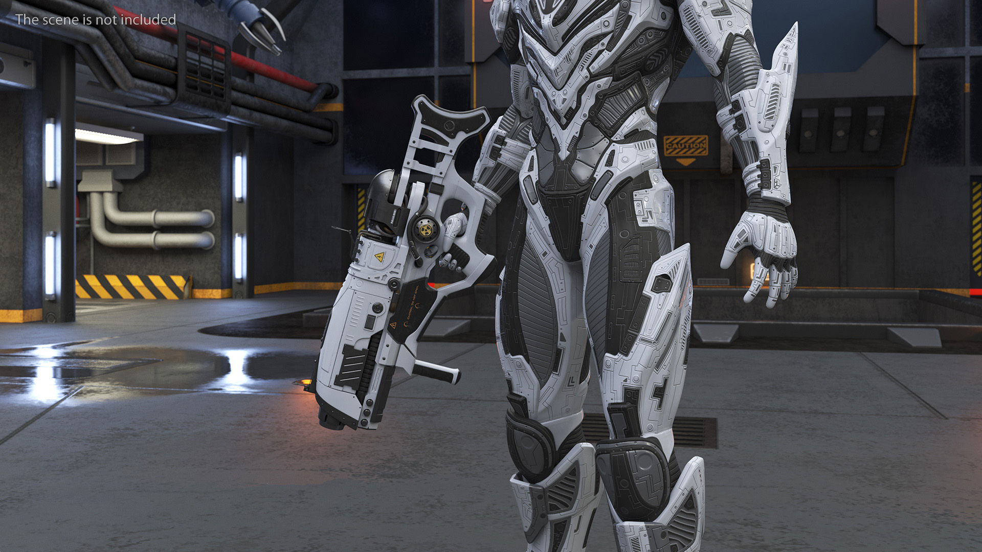 3D Sci-Fi Combat Robot Character with Weapon