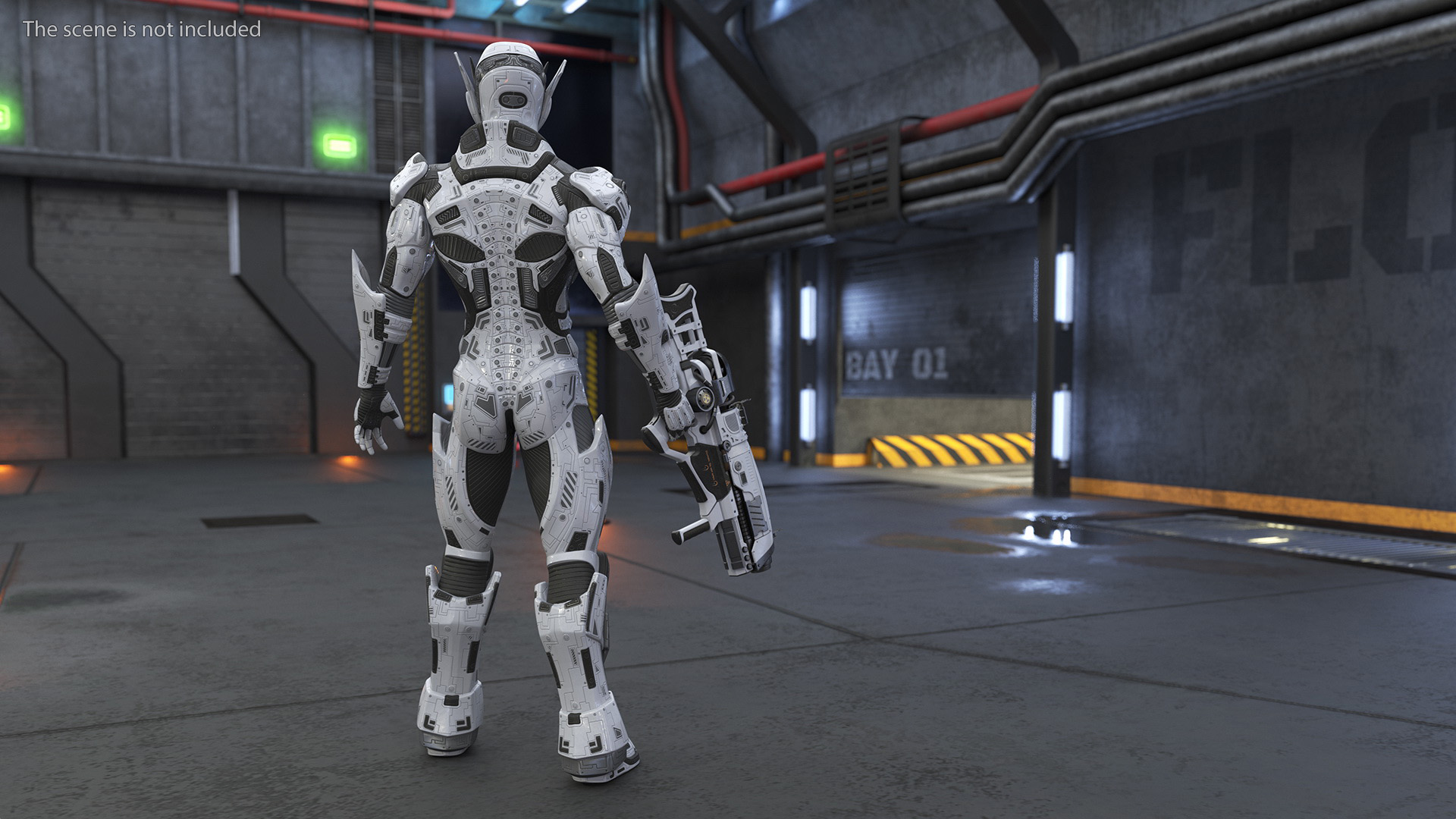 3D Sci-Fi Combat Robot Character with Weapon