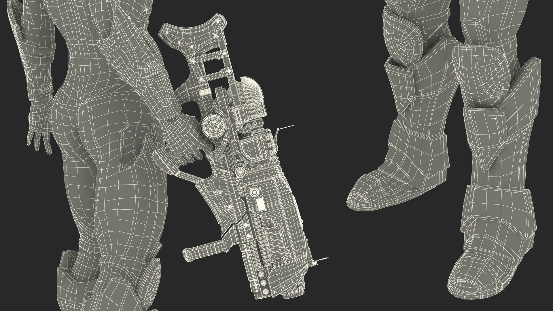 3D Sci-Fi Combat Robot Character with Weapon
