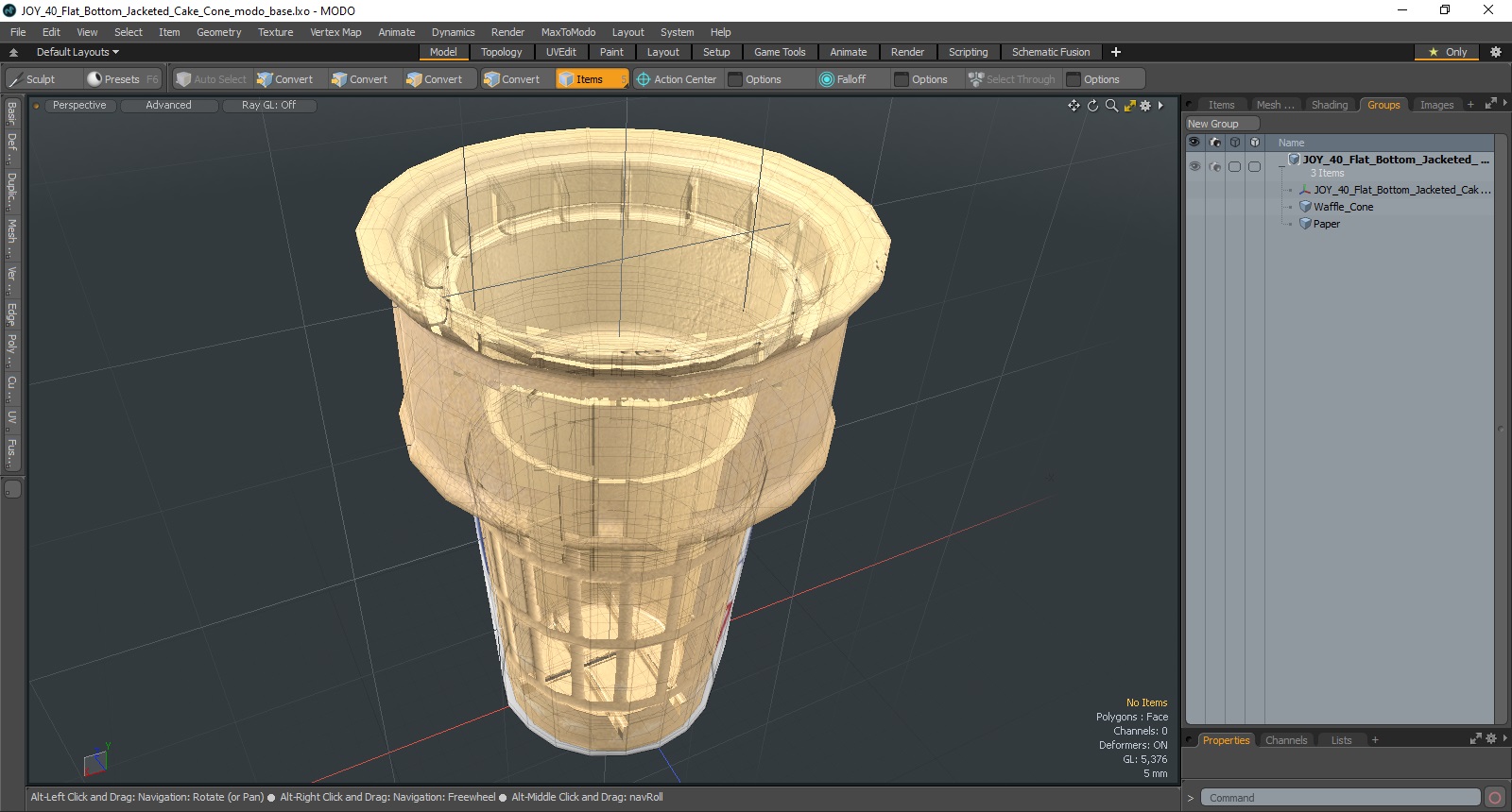 JOY 40 Flat Bottom Jacketed Cake Cone 3D