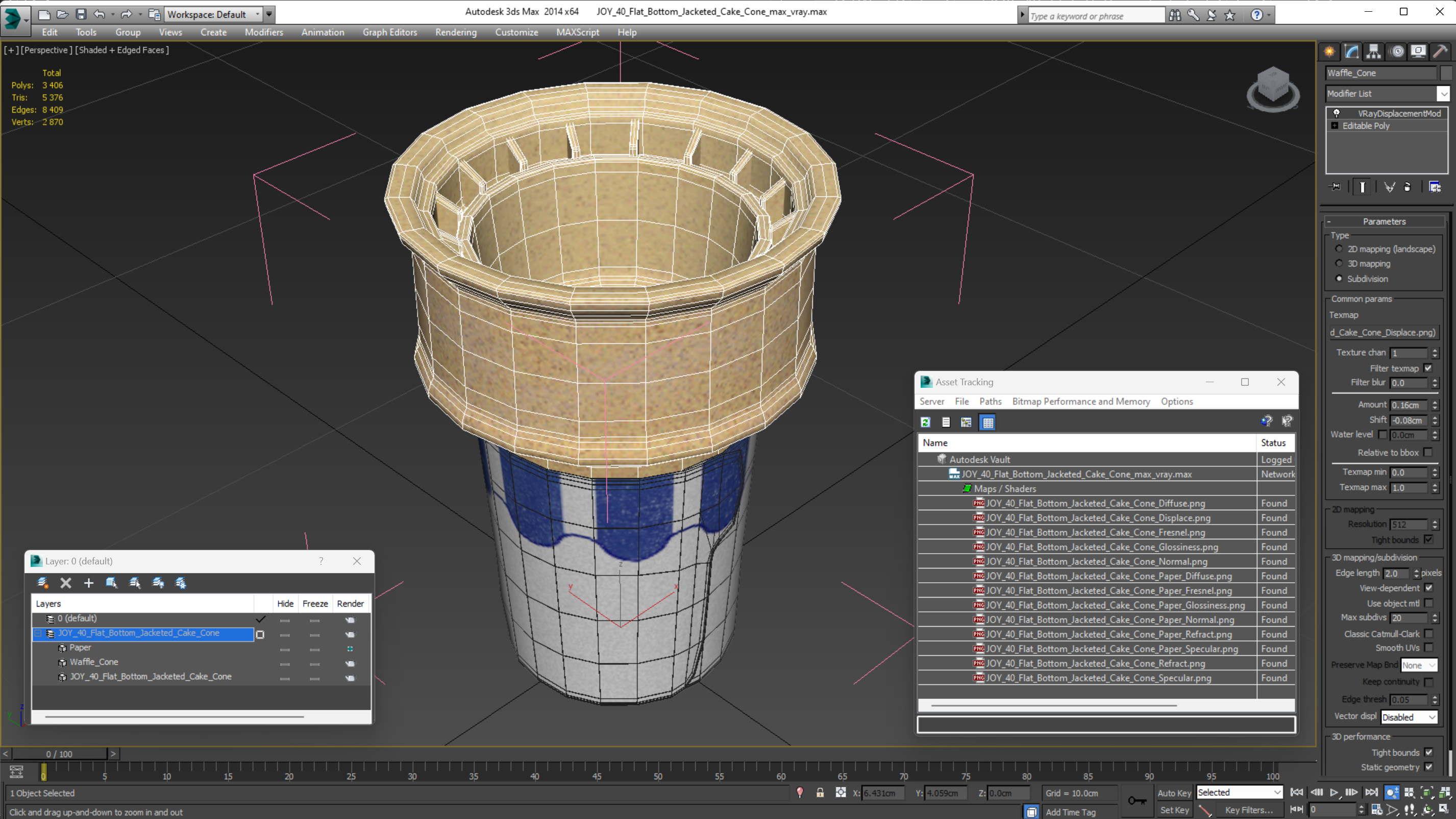 JOY 40 Flat Bottom Jacketed Cake Cone 3D