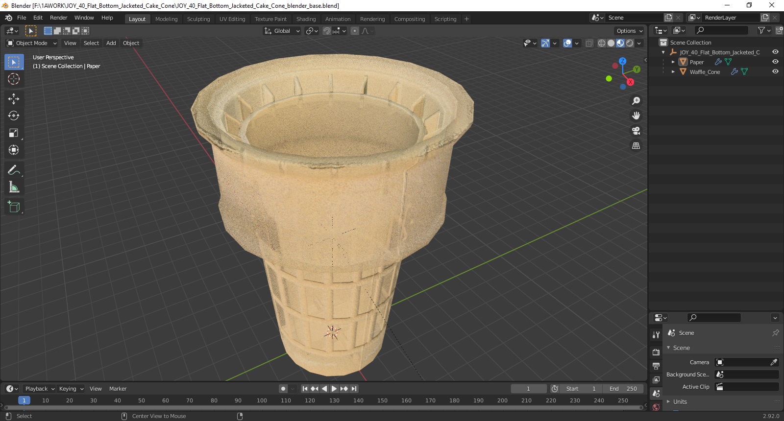 JOY 40 Flat Bottom Jacketed Cake Cone 3D
