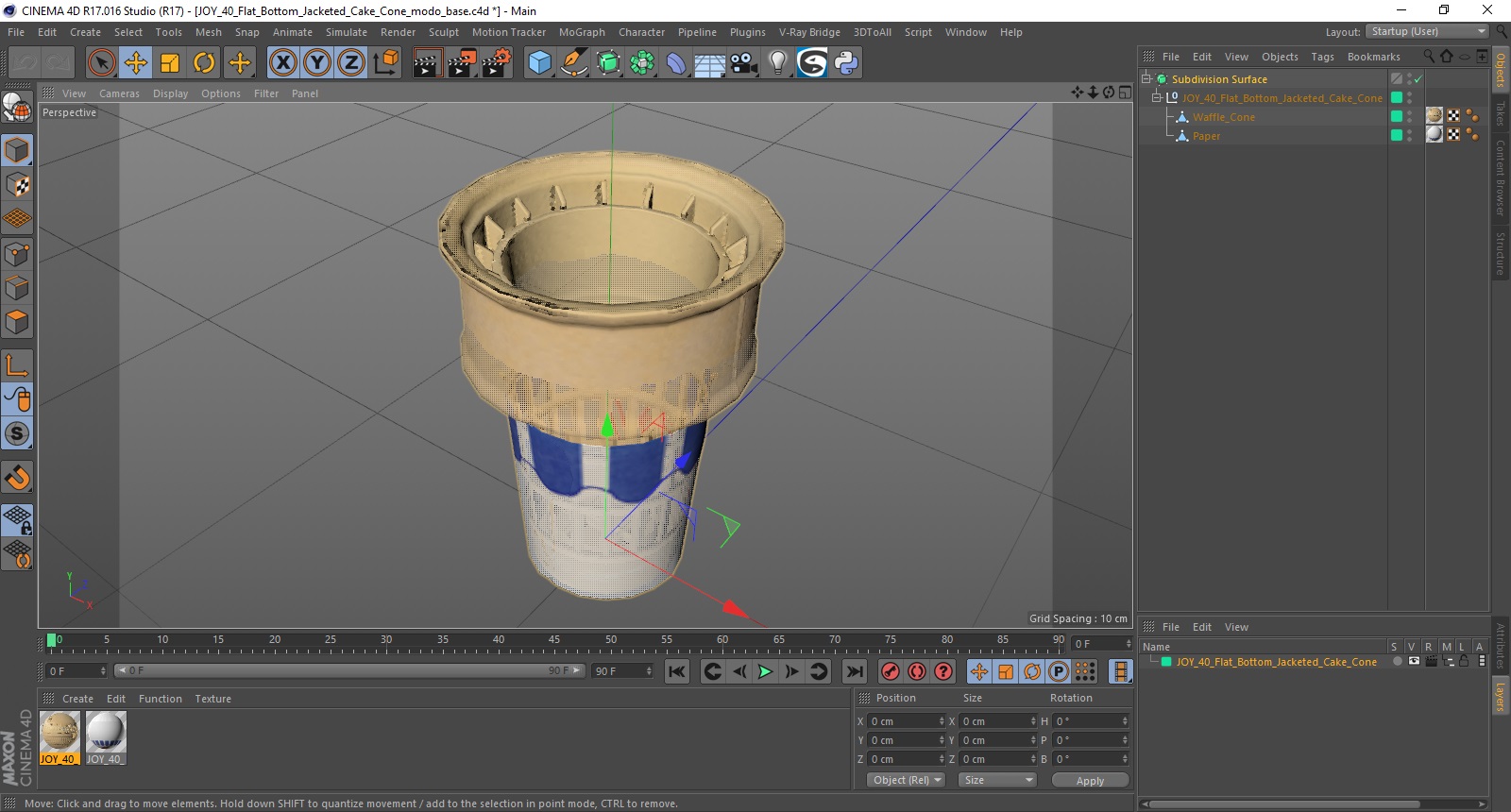JOY 40 Flat Bottom Jacketed Cake Cone 3D