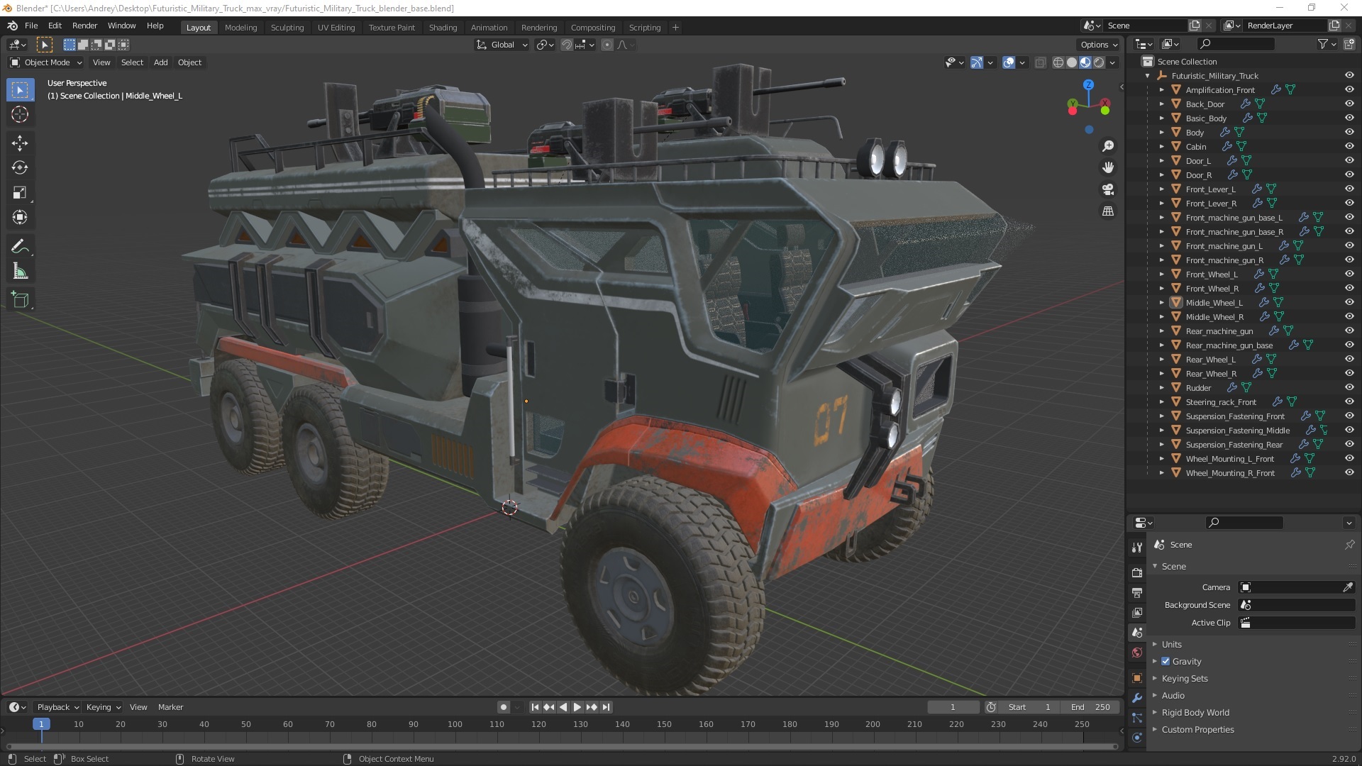 3D model Futuristic Military Truck