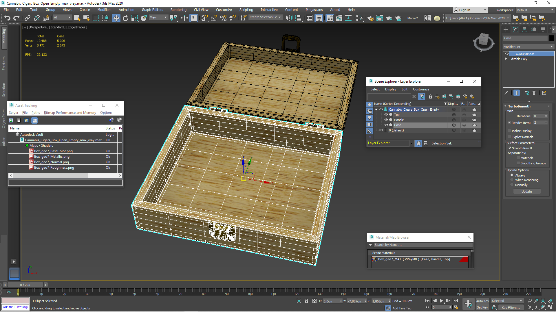 3D model Cannabis Cigars Box Open Empty