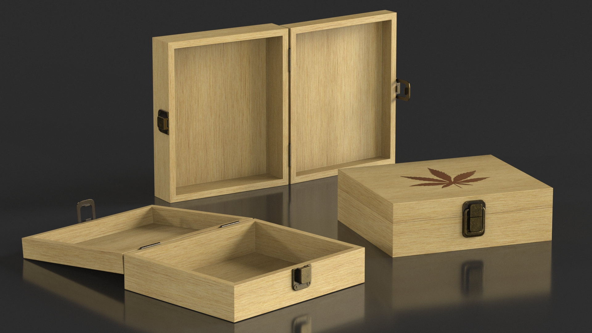 3D model Cannabis Cigars Box Open Empty