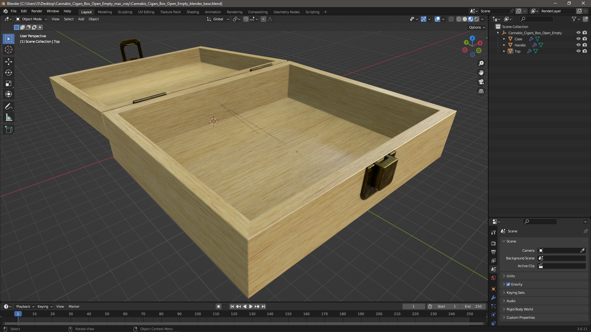 3D model Cannabis Cigars Box Open Empty