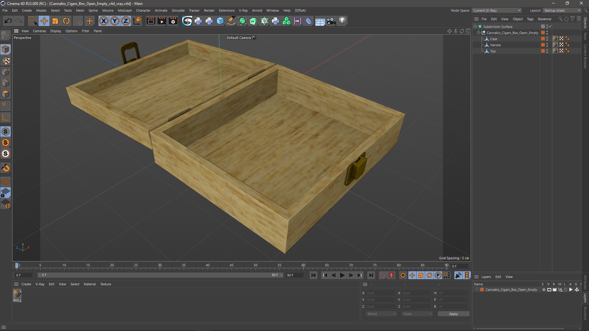 3D model Cannabis Cigars Box Open Empty