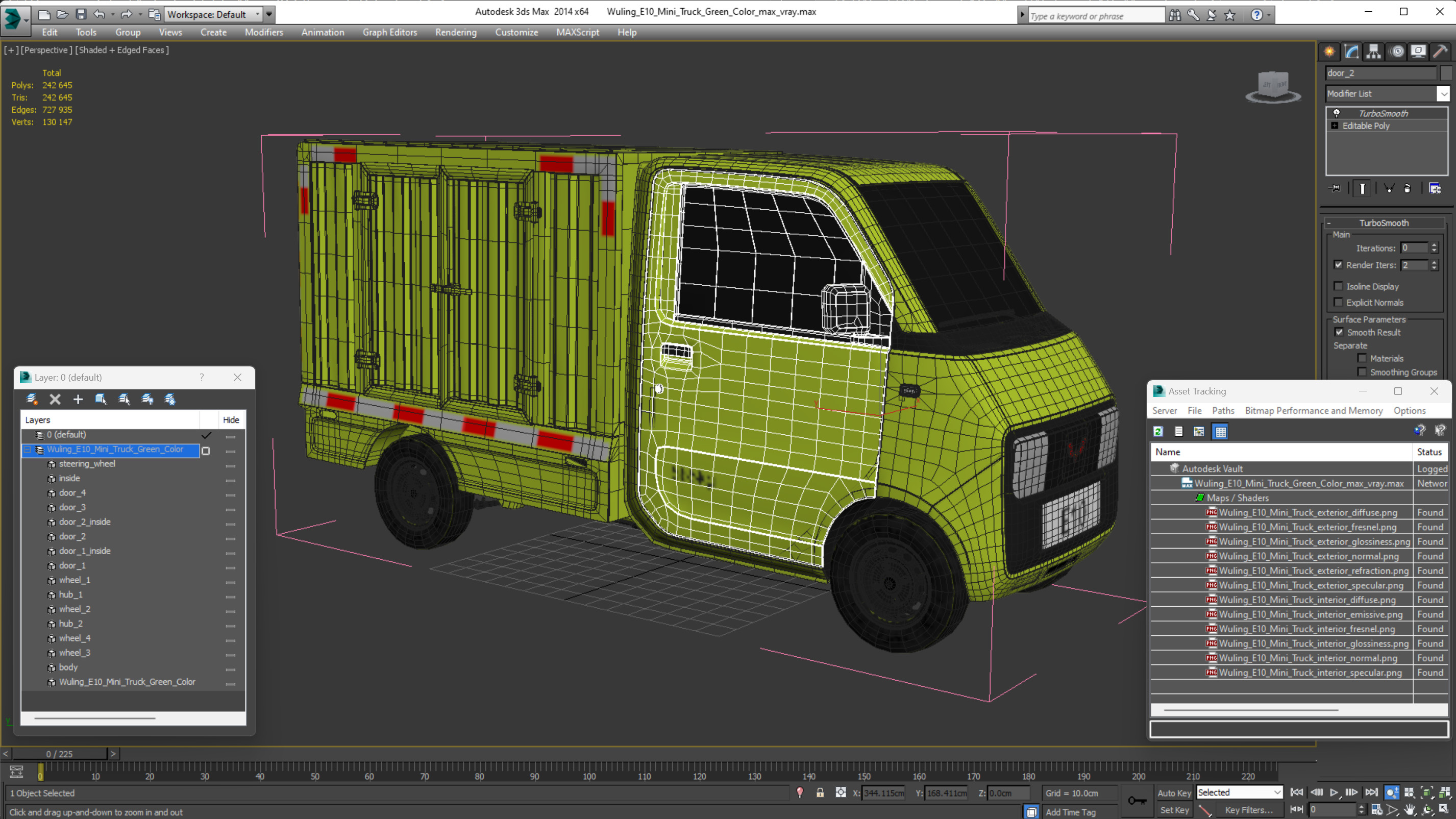 3D Wuling E10 Mini Truck Green Color model