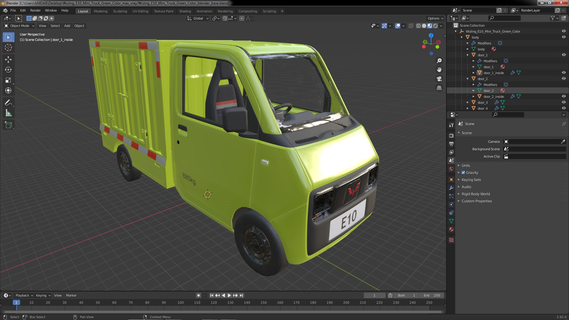 3D Wuling E10 Mini Truck Green Color model