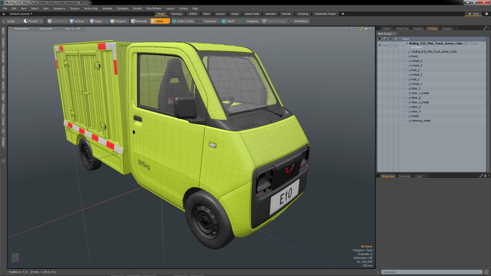 3D Wuling E10 Mini Truck Green Color model