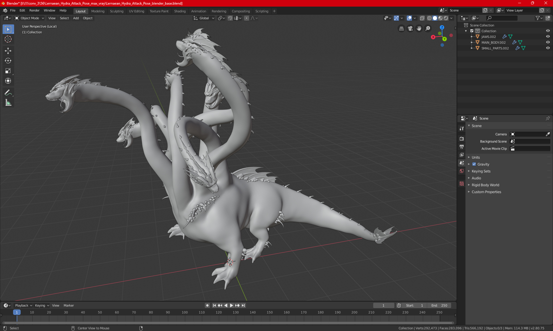 3D Lernaean Hydra Attack Pose