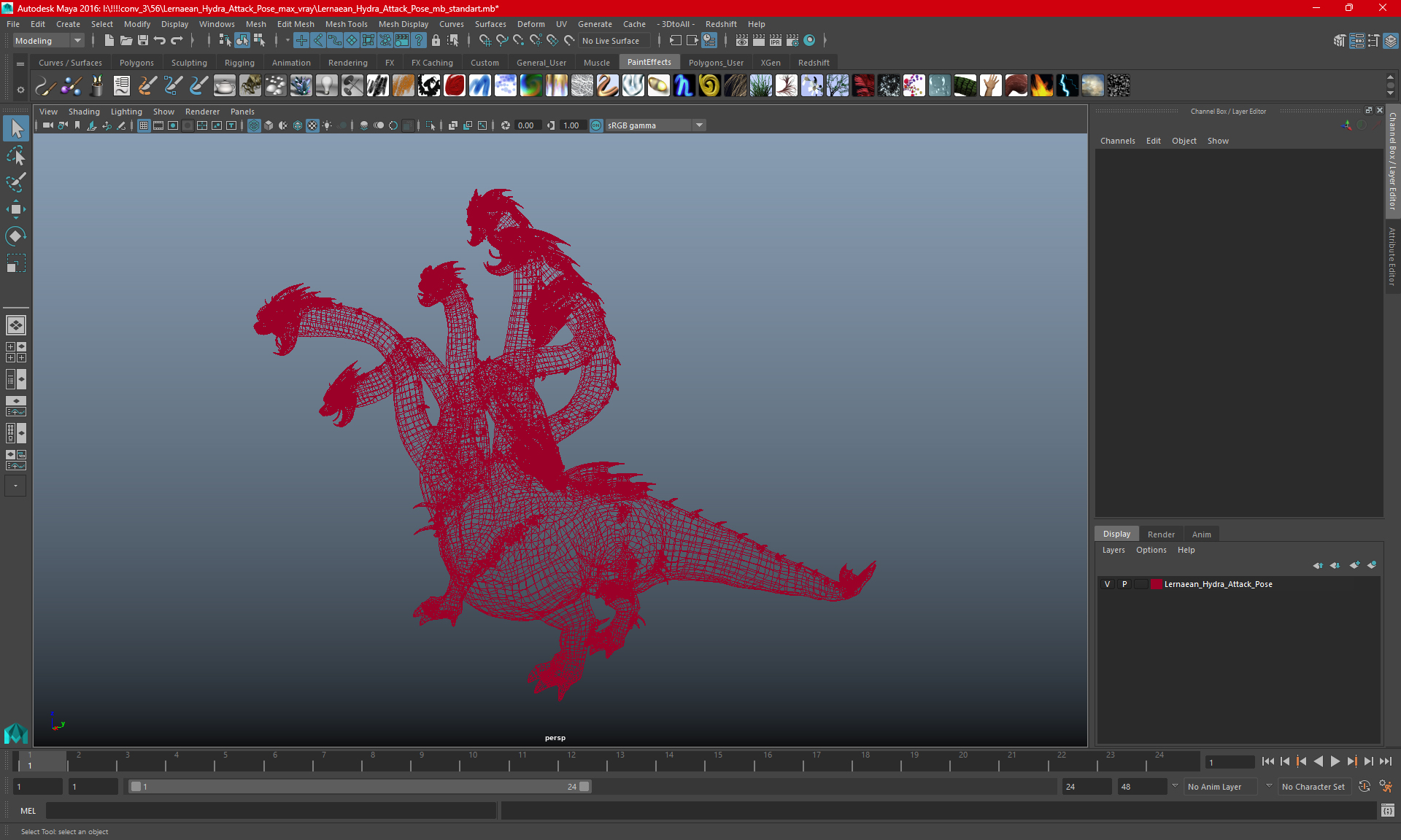 3D Lernaean Hydra Attack Pose