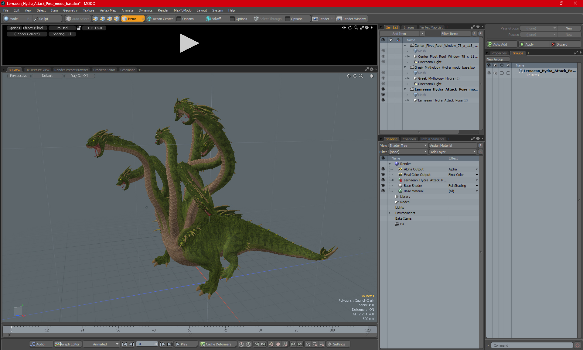 3D Lernaean Hydra Attack Pose