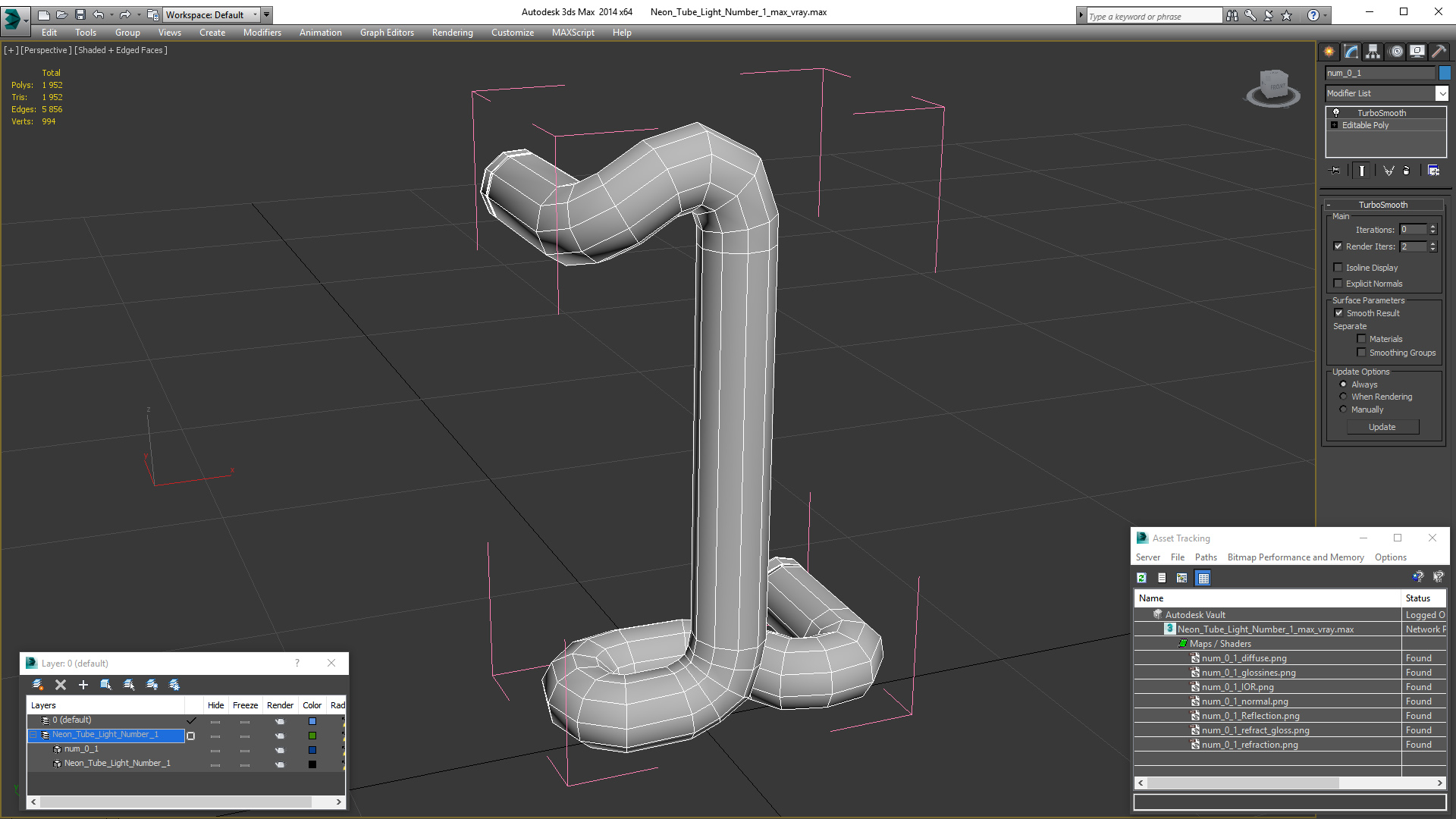 Neon Tube Light Number 1 3D model