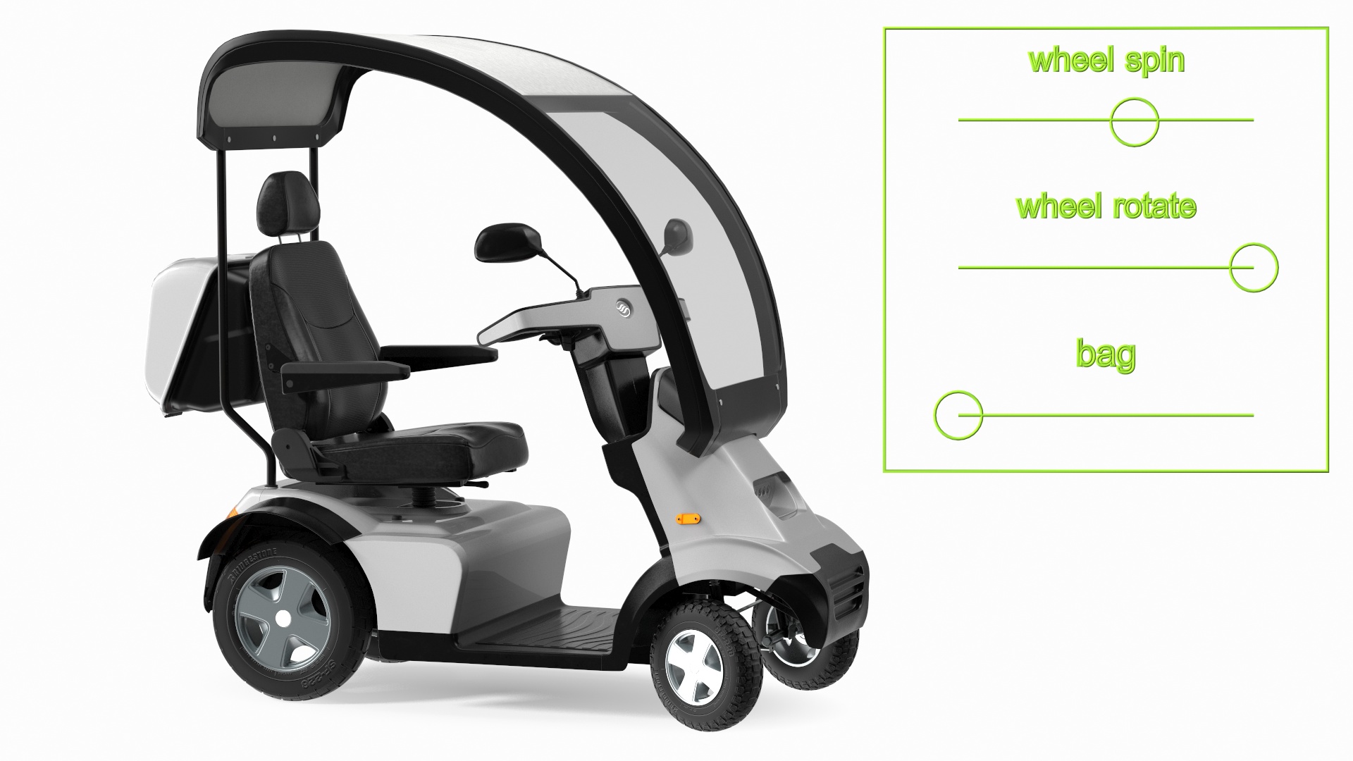3D Afikim S4 4-Wheel Electric Scooter Grey Rigged