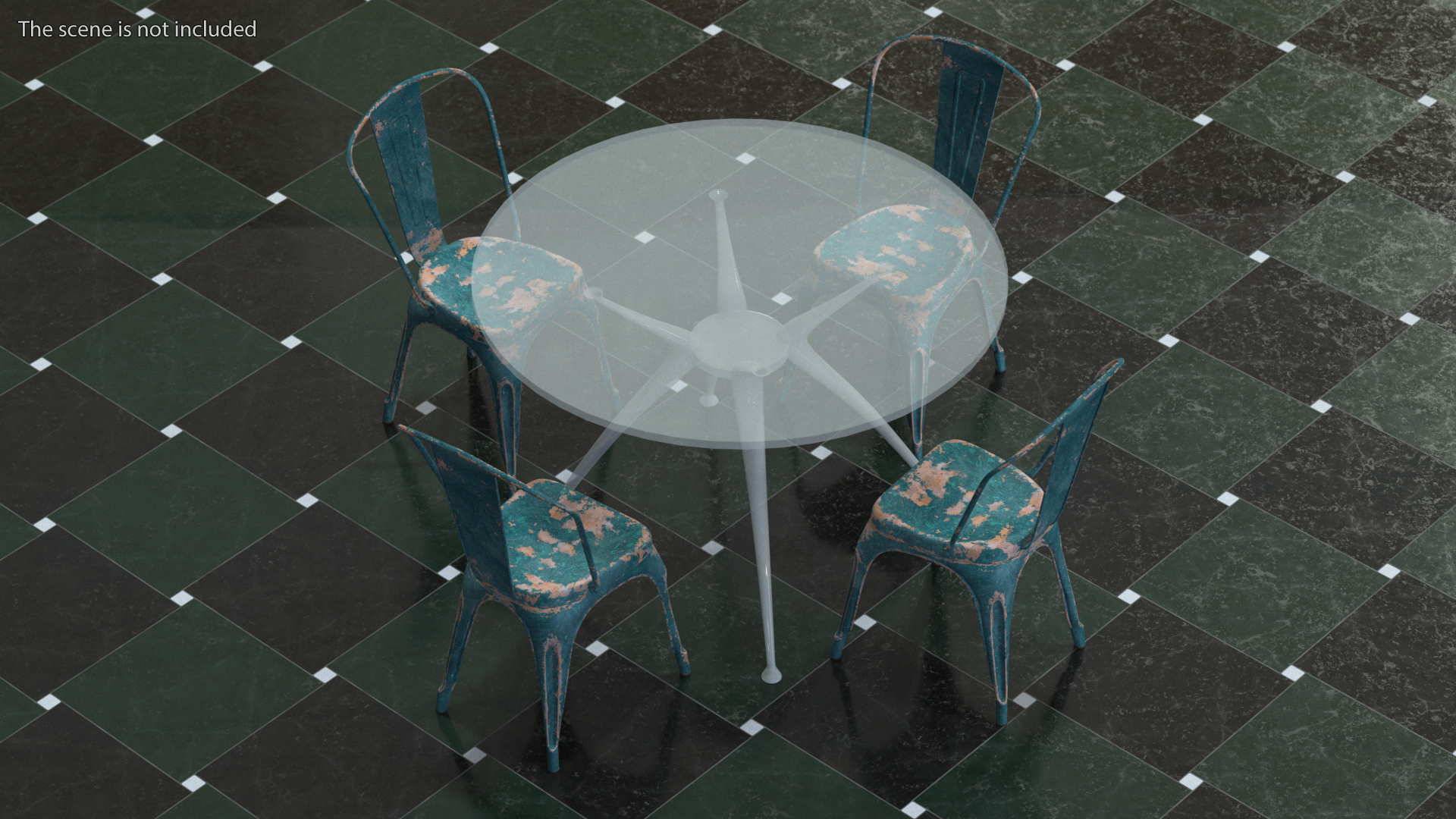 3D model Old Metal Stackable Chair