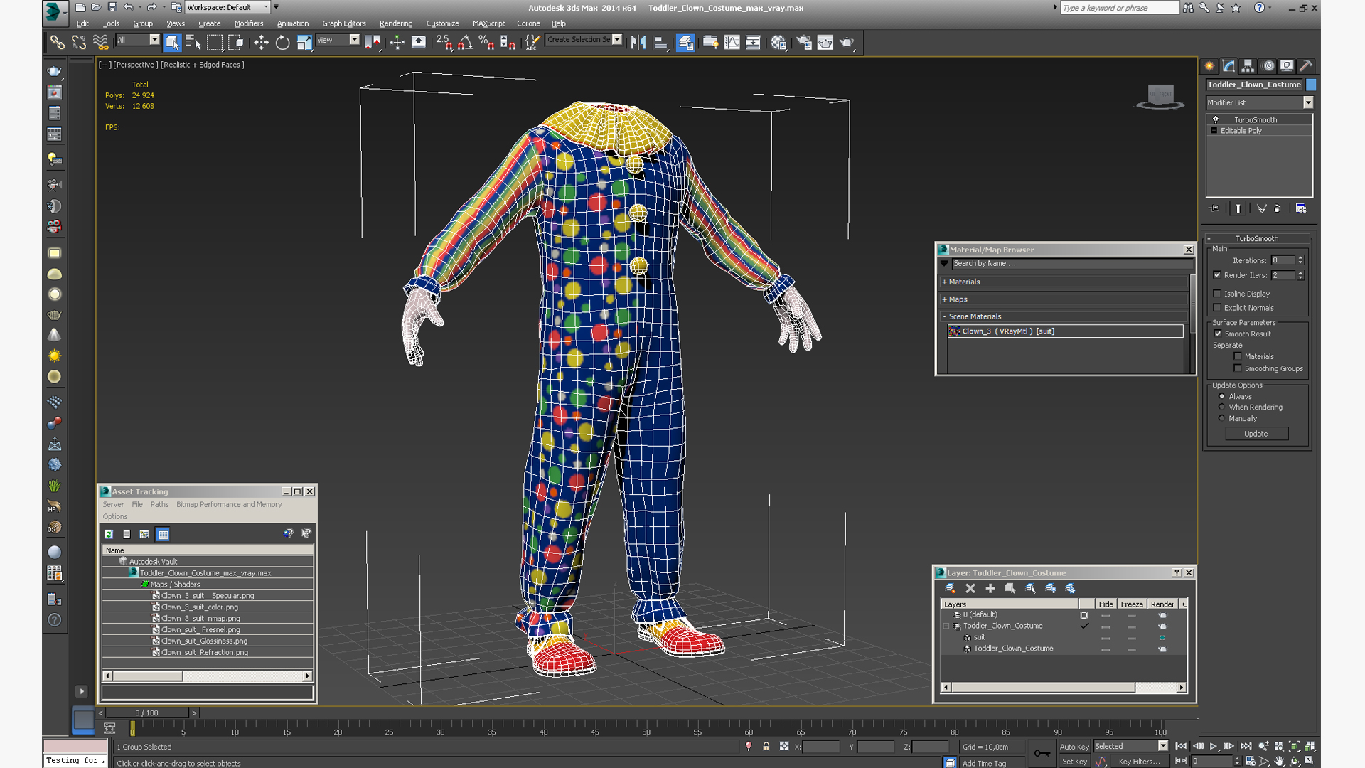 3D Toddler Clown Costume