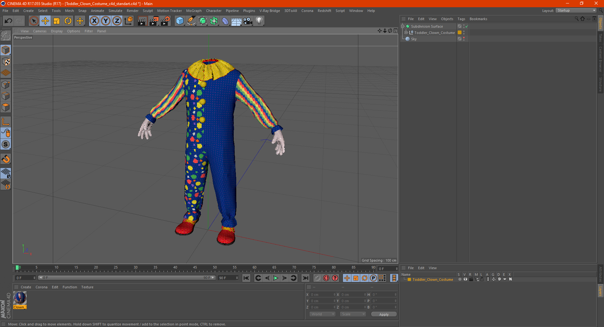 3D Toddler Clown Costume