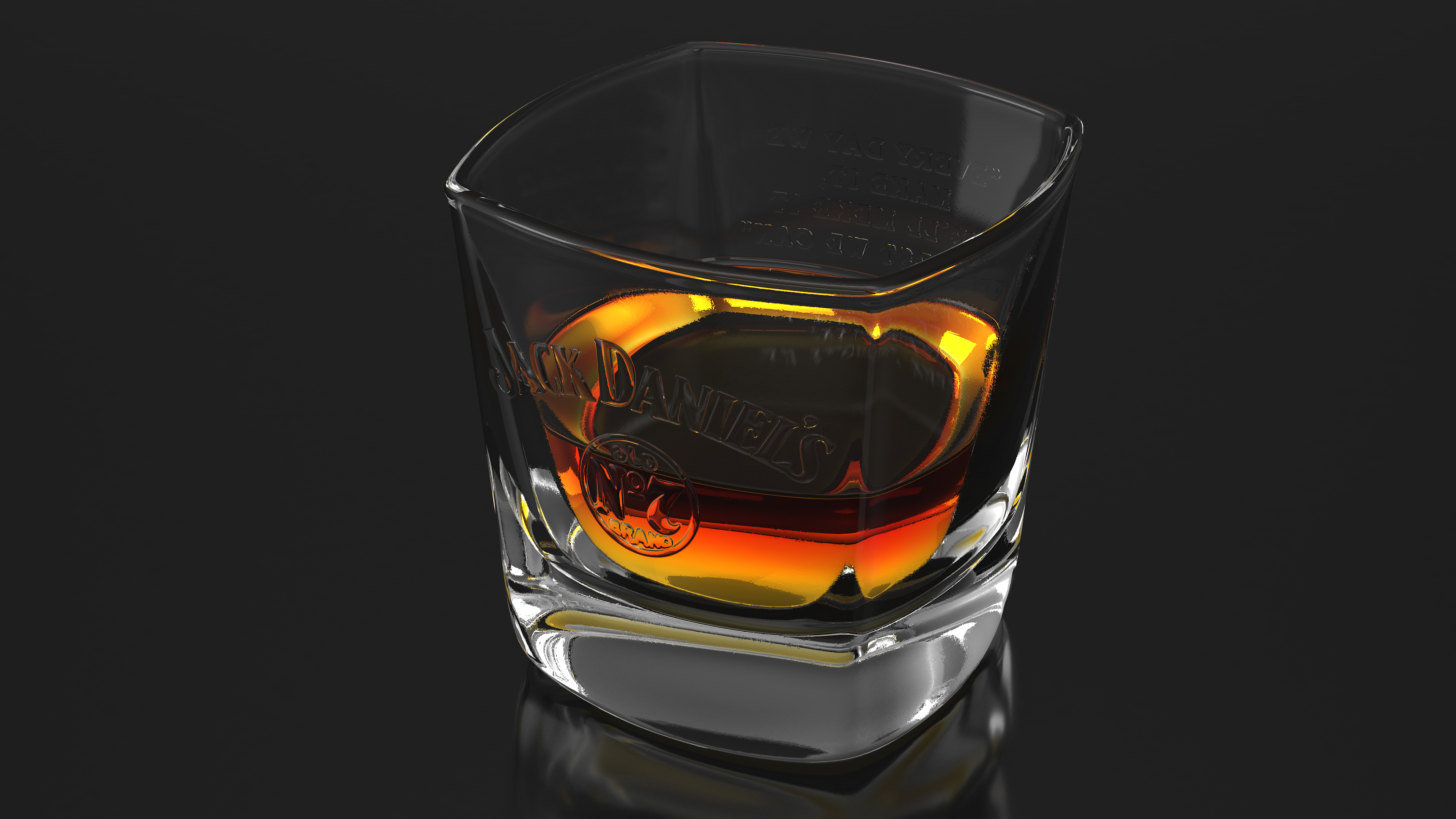 Jack Daniels Rocks Glass With Whiskey 3D