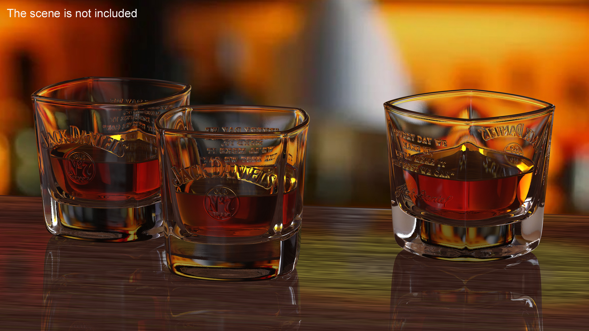 Jack Daniels Rocks Glass With Whiskey 3D