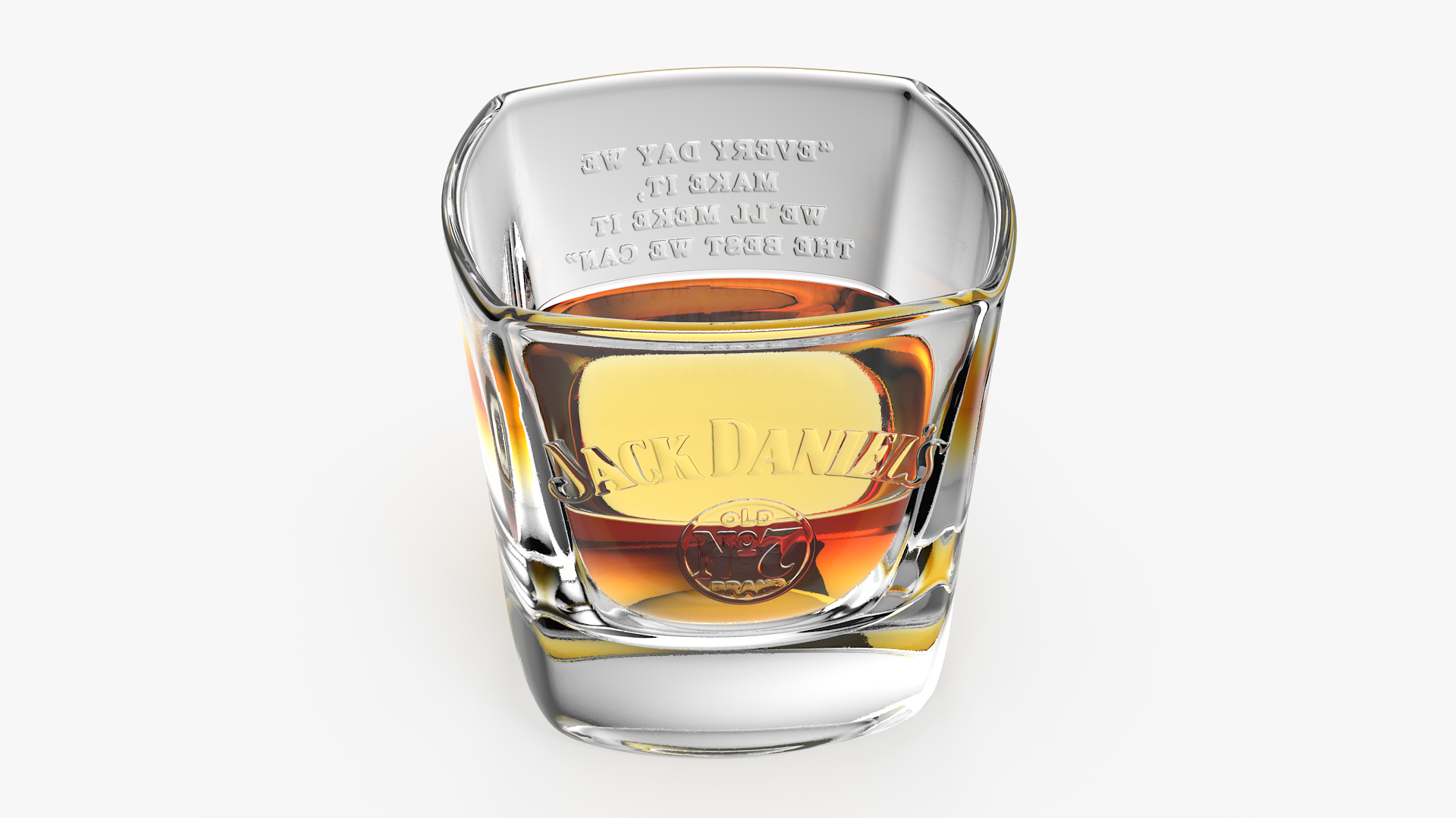 Jack Daniels Rocks Glass With Whiskey 3D