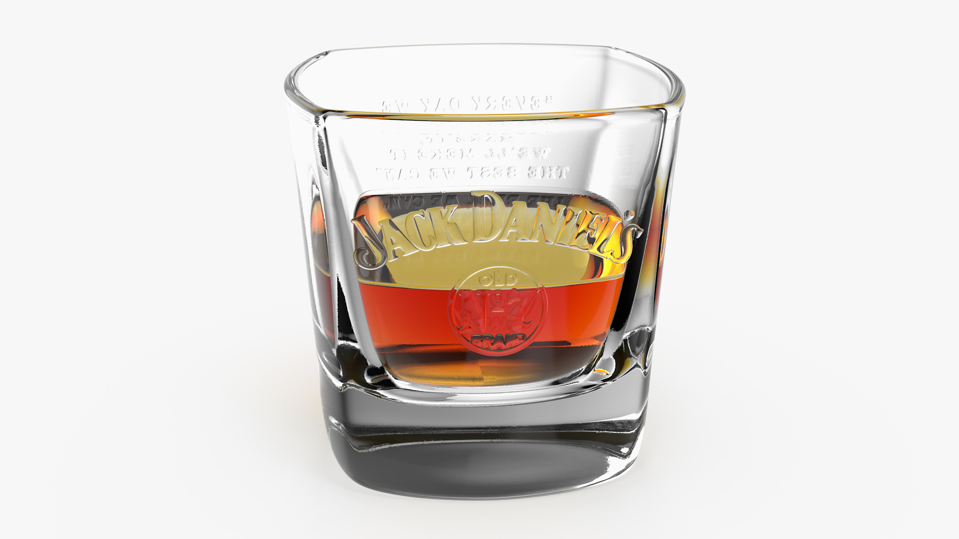 Jack Daniels Rocks Glass With Whiskey 3D