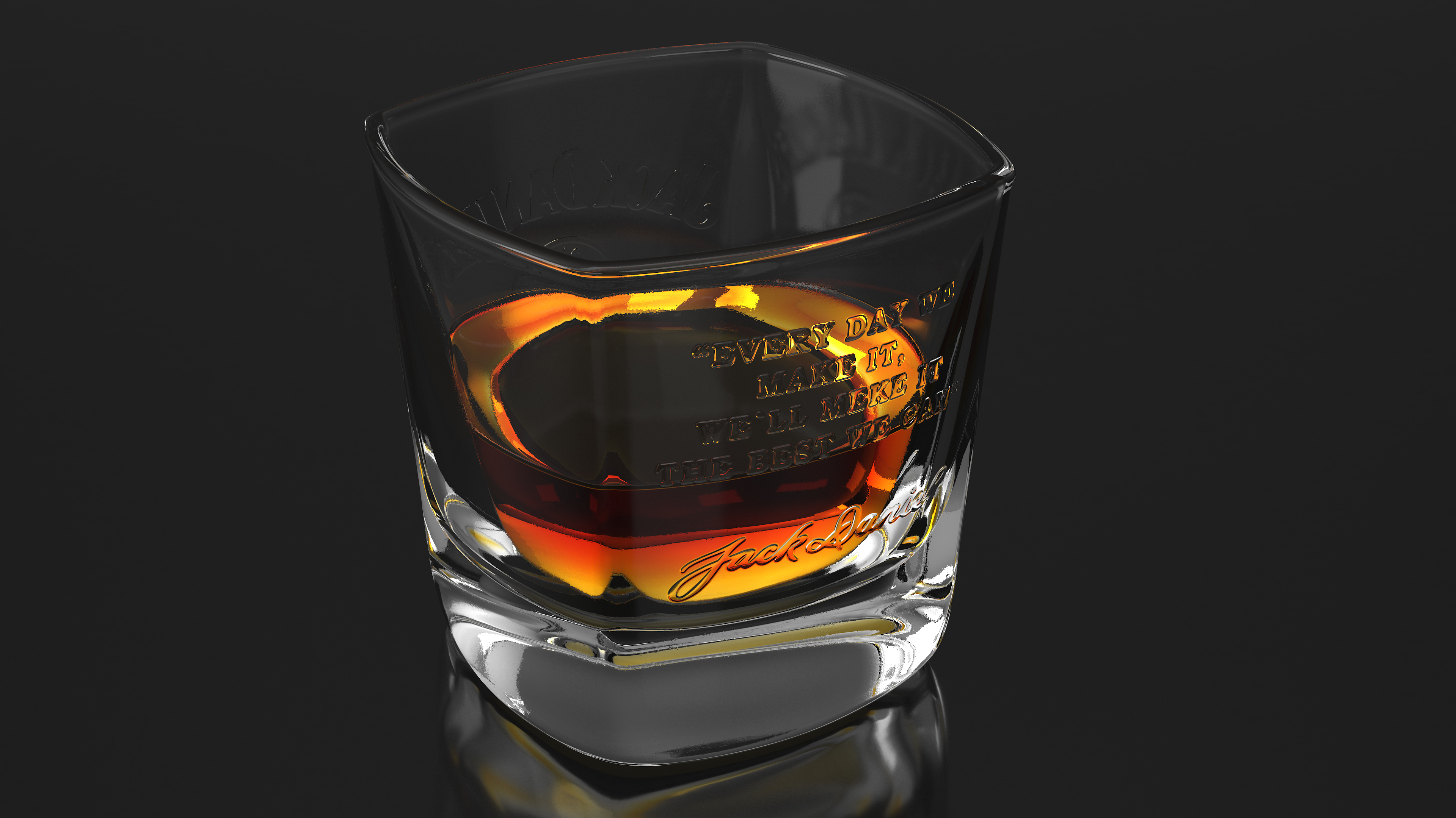 Jack Daniels Rocks Glass With Whiskey 3D