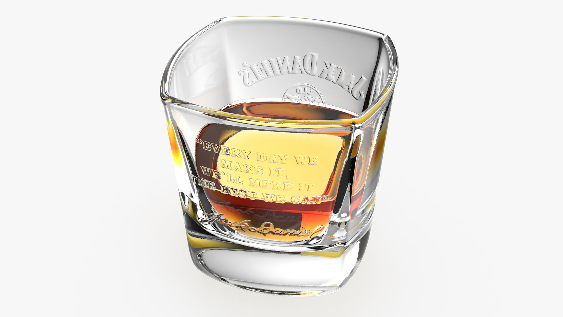 Jack Daniels Rocks Glass With Whiskey 3D